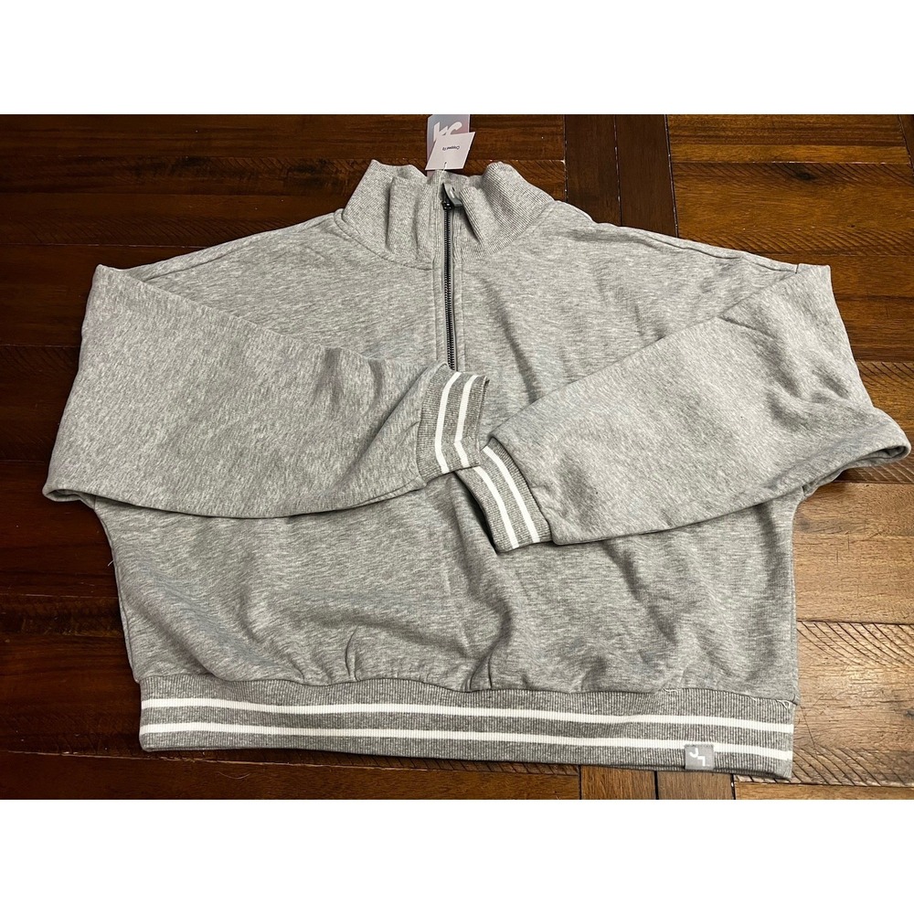 NWT Joy Lab Grey Crewneck Sweatshirt Crop Fit Quarter Zip Pullover Size Large